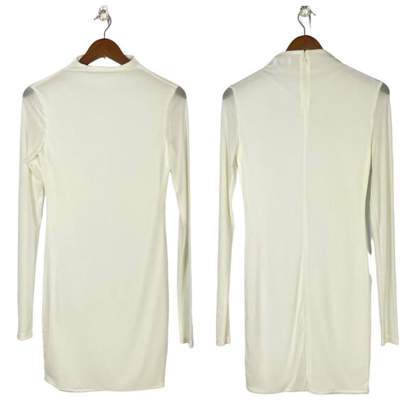 Tiger Mist | Cleo White Mesh Long Sleeves Bodycon Fitted Mini Dress - Picture 3 of 11